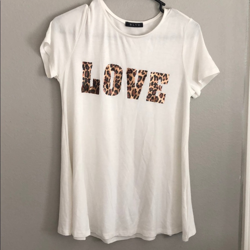 Leopard print LOVE tshirt - baby doll style